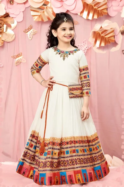 White Zardozi, Stone and Multicolor Threadwork Long Party Gown